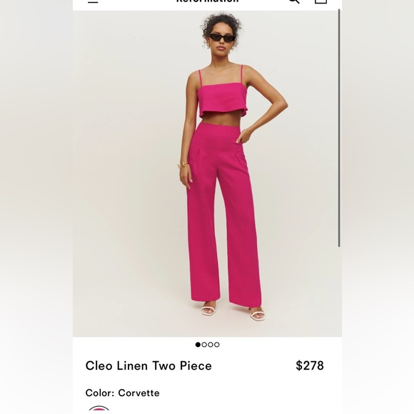 Pink Reformation Cleo Linen Two Piece Set - Picture 2 of 8